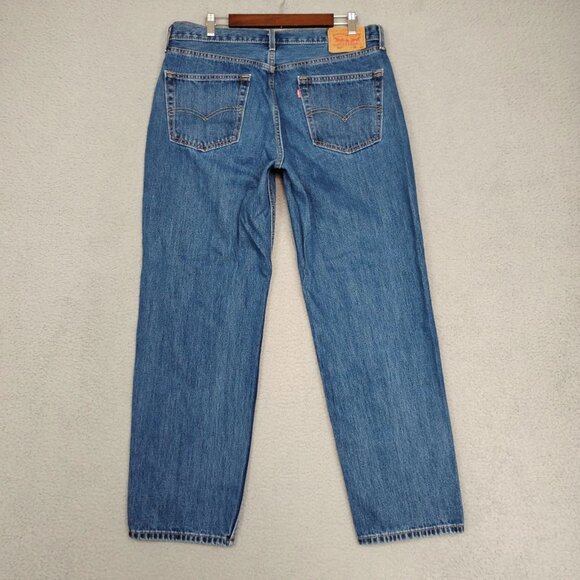 Levis 550 Jeans Mens 36x32 Blue Relaxed Fit Straight Medium Wash Denim Cotton - Picture 2 of 10